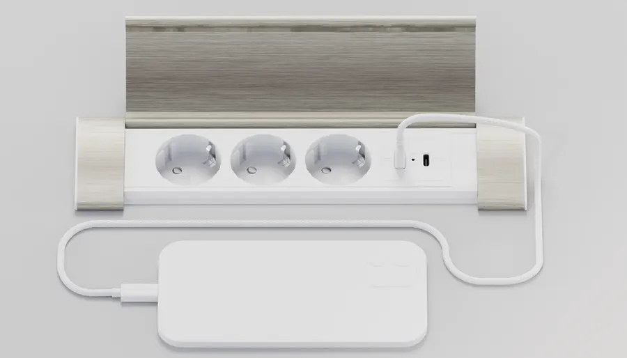 Электрификация Блок розеток с откидной крышкой (3 розетки, USB-A, USB-C) G4103Q-2AC.N