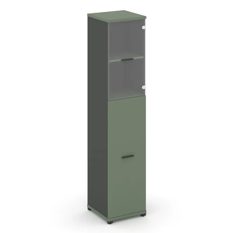 Концепт Шкаф 1 узкая секция, 5 ниш CN.STU.E-515 SP W Дуб Винченцо/Белый Бриллиант/Металл Белый/Прозр