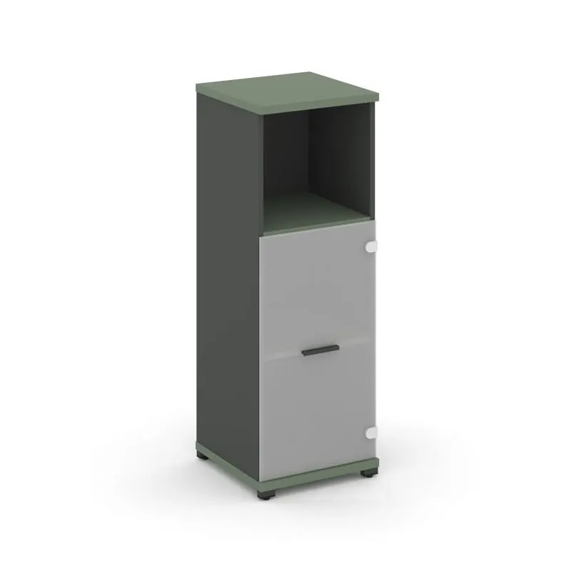 Концепт Шкаф 1 узкая секция, 3 ниши CN.STU.E-313 SM W Дуб Винченцо/Белый Бриллиант/Металл Белый/Сати